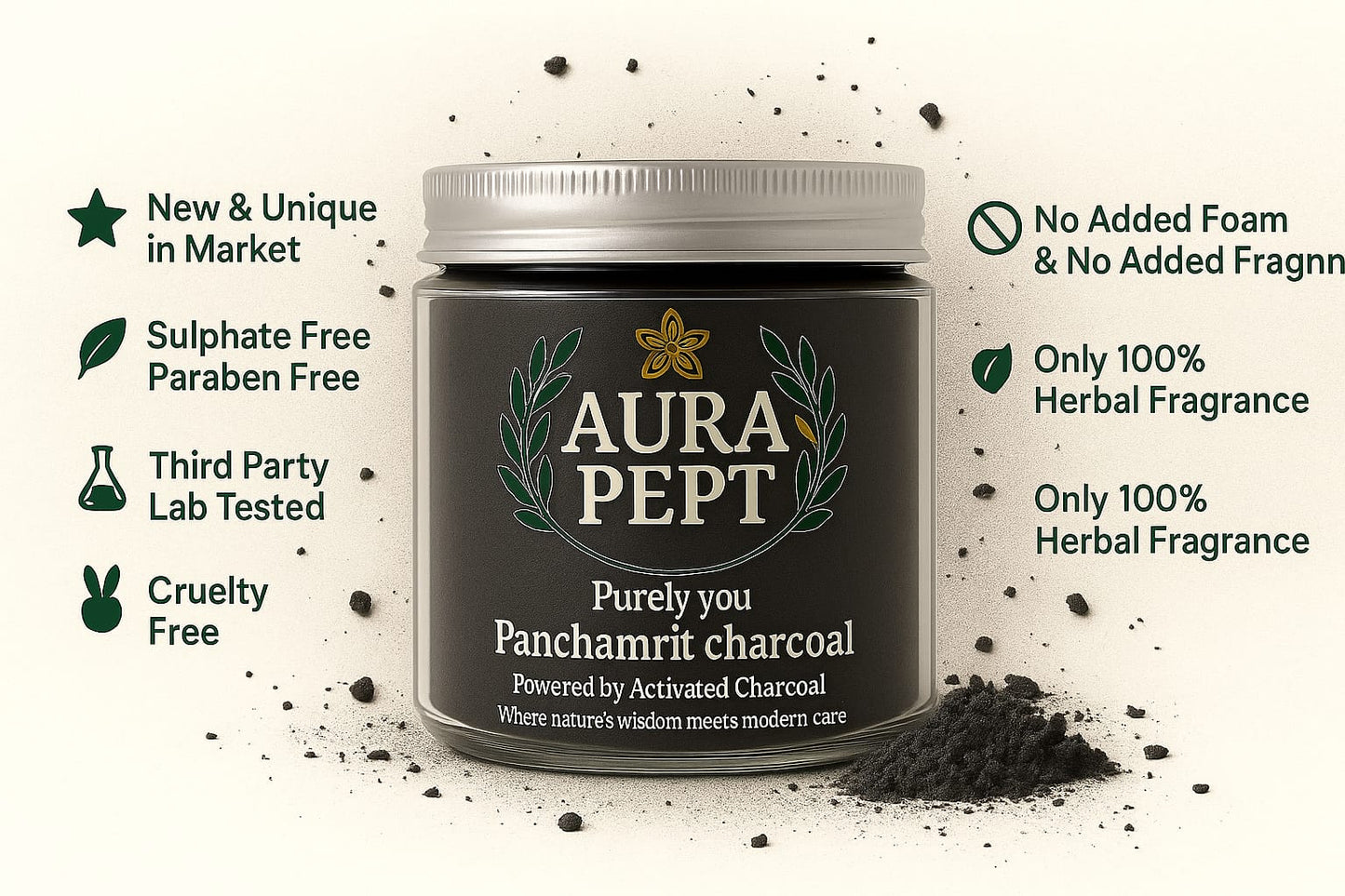 Panchamrit Charcoal Powdered Face Wash | Deep Cleansing & Detoxifying | 100% Natural