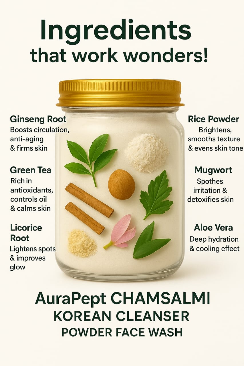 Chamsalmi Cleanser – Ayurvedic x K-Beauty Powder Face Wash for Glass Skin Glow