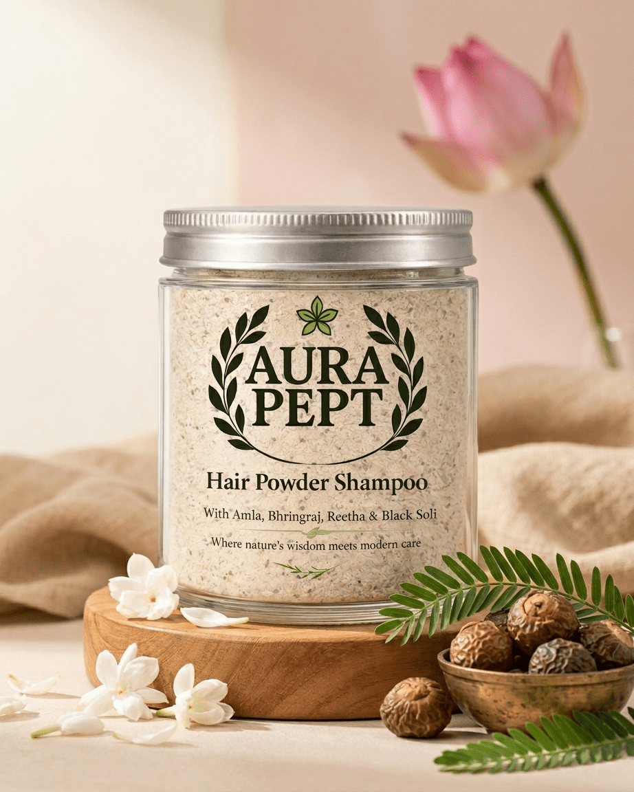 Aura Pept Herbal Hair Cleansing Powder Shampoo with - Aura Pept
