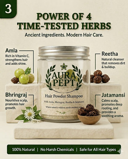Aura Pept Herbal Hair Cleansing Powder Shampoo with - Aura Pept