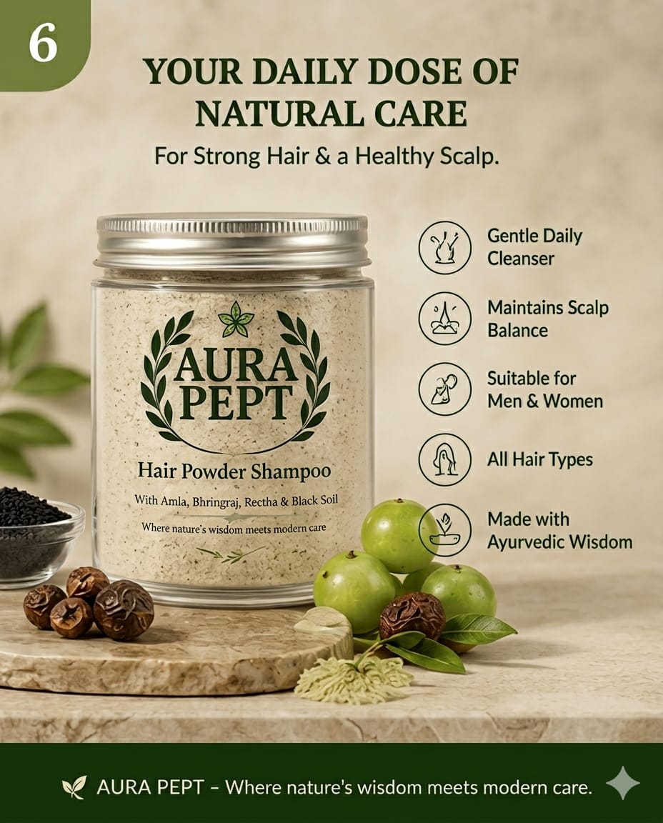 Aura Pept Herbal Hair Cleansing Powder Shampoo with - Aura Pept