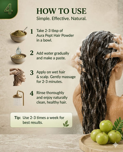 Aura Pept Herbal Hair Cleansing Powder Shampoo with - Aura Pept