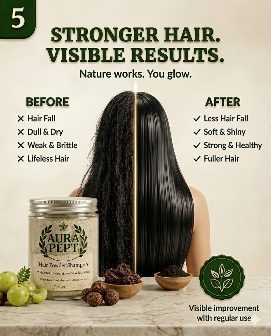 Aura Pept Herbal Hair Cleansing Powder Shampoo with - Aura Pept