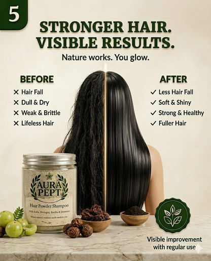 Aura Pept Herbal Hair Cleansing Powder Shampoo with - Aura Pept