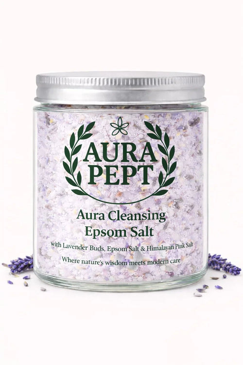 Aura Pept Lavender Epsom Salt - Pure Bath Salt for Stress Relief, Muscle Relaxation & Aromatherapy - Aura Pept