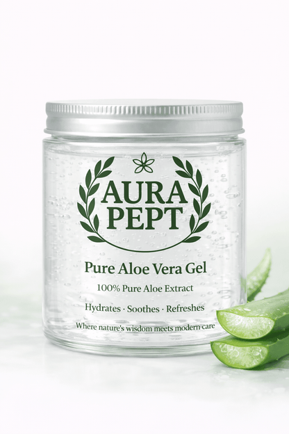 Aura Pept Pure Aloe Vera Gel - Natural Skincare Solution | Hydrating Aloe Gel for Hair & Skin - Aura Pept