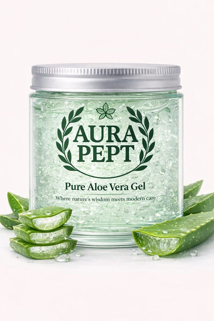 Aura Pept Pure Aloe Vera Gel - Natural Skincare Solution | Hydrating Aloe Gel for Hair & Skin - Aura Pept