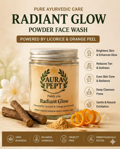 Aura Pept Radiant Glow Face Wash - Natural Cleanser for Dull & Tierd Skin - Aura Pept