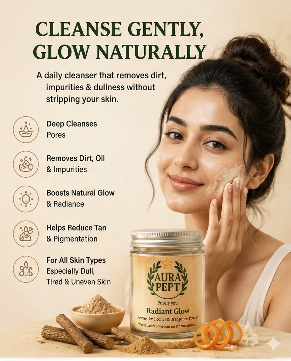 Aura Pept Radiant Glow Face Wash - Natural Cleanser for Dull & Tierd Skin - Aura Pept