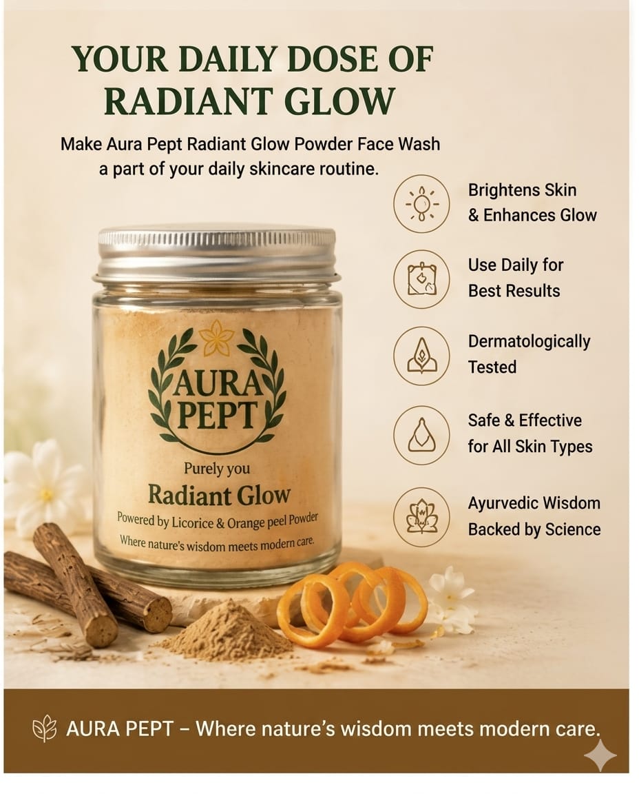 Aura Pept Radiant Glow Face Wash - Natural Cleanser for Dull & Tierd Skin - Aura Pept