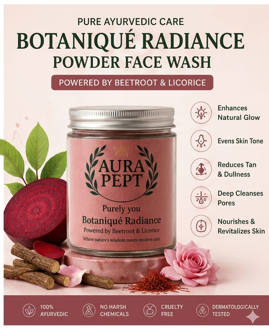 Botaniqué Radiance Beetroot Manjistha & Nagkesar Powder Face Wash | Herbal Glow - Aura Pept