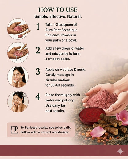 Botaniqué Radiance Beetroot Manjistha & Nagkesar Powder Face Wash | Herbal Glow - Aura Pept
