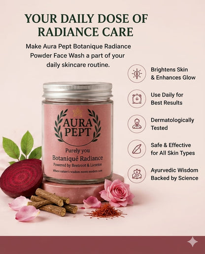 Botaniqué Radiance Beetroot Manjistha & Nagkesar Powder Face Wash | Herbal Glow - Aura Pept
