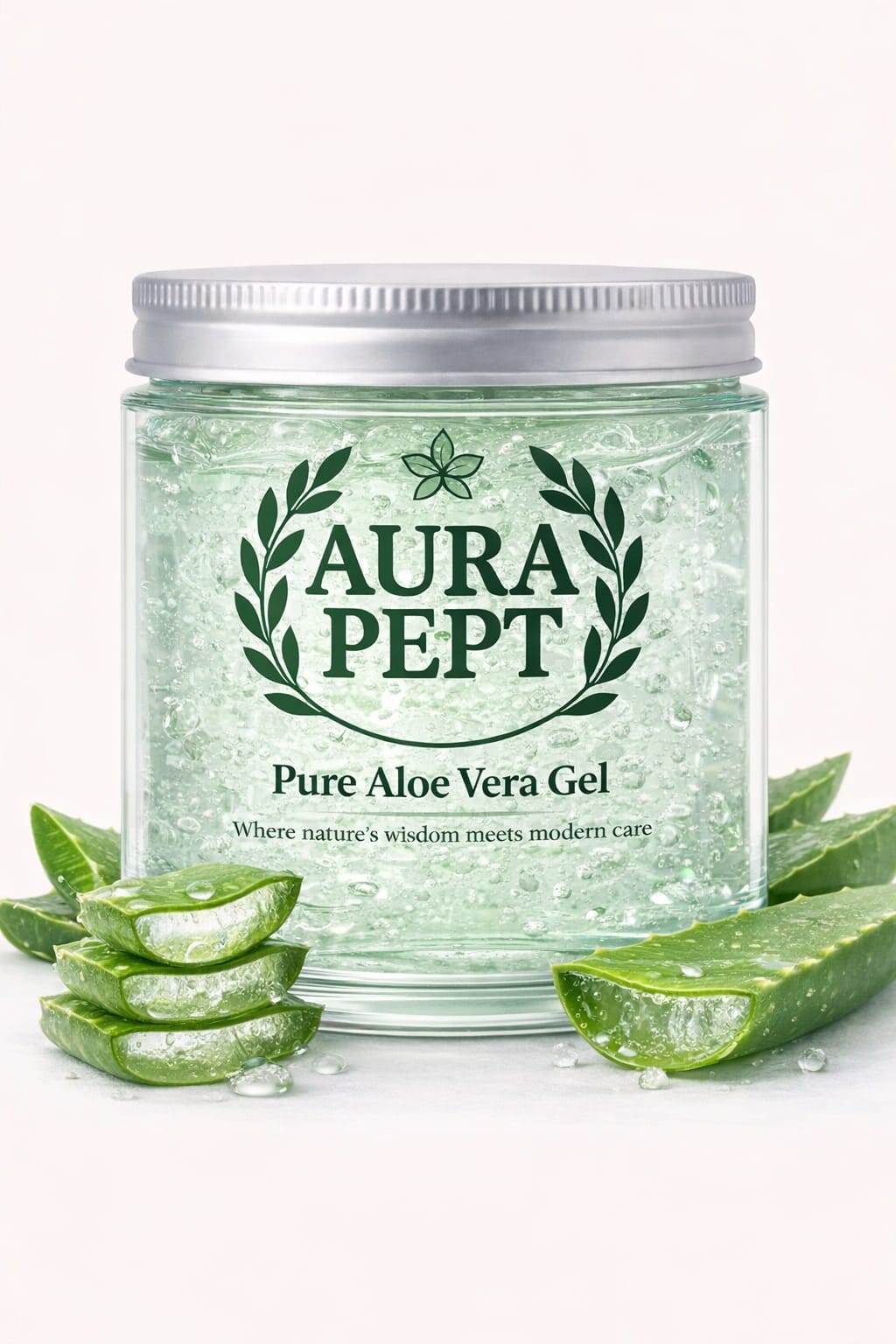 Pure Aloe Vera Gel for Hair & Face - 100% Natural Soothing Gel | No Parabens or Chemicals - Aura Pept