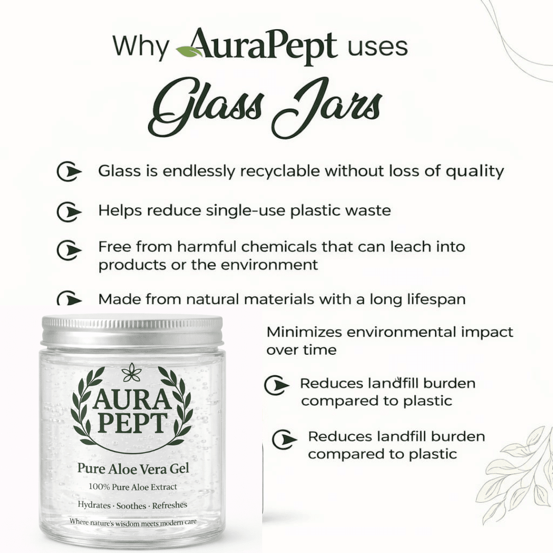 Pure Aloe Vera Gel for Hair & Face - 100% Natural Soothing Gel | No Parabens or Chemicals - Aura Pept