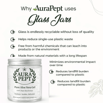 Pure Aloe Vera Gel for Hair & Face - 100% Natural Soothing Gel | No Parabens or Chemicals - Aura Pept