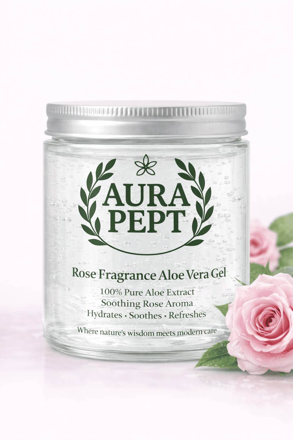 Pure Aloe Vera Gel for Hair & Face - 100% Natural Soothing Gel | No Parabens or Chemicals - Aura Pept